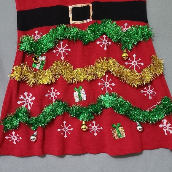 ALLISON BRITTANY Women's Festive Red Christmas Sweater Dress - Size Large - Picture 4 of 11